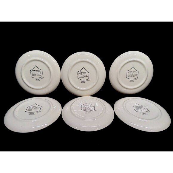 Set of 6 Delano Studio 1976 Humorous Hand Painted Wine Dessert plates 7.25" - Picture 2 of 16